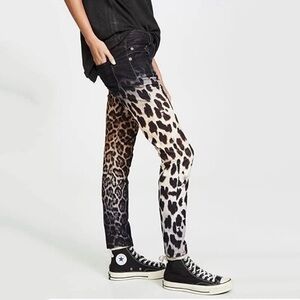 R13 Alison Skinny Black Faded Leopard Velvet Jeans size 25